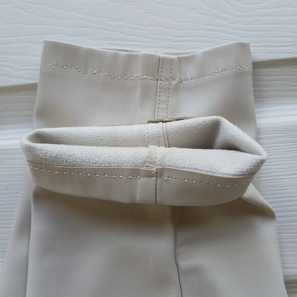 Zara Faux Leather Paper Bag Pants 00 baggy high rise trouser Cream Ecru repaired - Picture 16 of 16